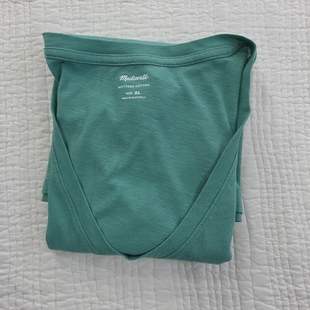 Madewell T-Shirt Womens XL Green V-Neck Pocket Tee Short Sleeve Softfade NEW NWT - Picture 14 of 15